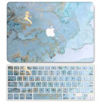 One Micron Case + Keyboard Cover Compatible with MacBook Pro Retina 13 Inch, Plastic Pattern Hard Case Shell Compatible MacBook Pro Retina 13.3 Inch No CD-ROM (Model: A1502/A1425)-Gold Blue Marble