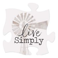 P. Graham Dunn Live Simply Windmill White 6 x 6 Wood Decorative Mini Puzzle Piece Plaque