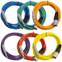 SEISMIC AUDIO - SATRXL-M10-6 Pack of Muliple Colored 10' XLR Male to 1/4" TRS Patch Cables