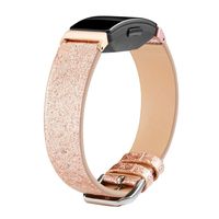 MEFEO Compatiable for Fitbit Inspire HR & Inspire Bands, Shiny Leather Band Replacement Accessories Strap Wristband for Fitbit Inspire/Inspire HR Fitness Tracker (Rose-Gold)