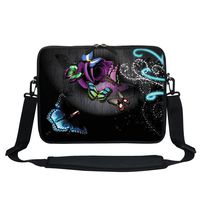 Meffort Inc 13 13.3 Inch Neoprene Laptop/Ultrabook/Chromebook Bag Carrying Sleeve with Hidden Handle and Adjustable Shoulder Strap - Gray Butterfly Design