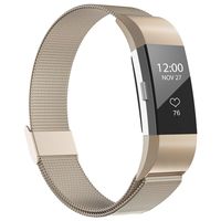 iGK Replacement Bands Compatible for Fitbit Charge 2, Stainless Steel Metal Bracelet with Unique Magnet Clasp Champagne Small