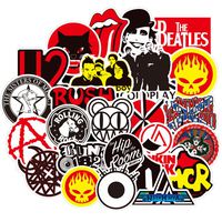 50pcs Band Laptop Stickers for Teen&Kid&Boy, Cool Music Rock and Roll Vinyl Computer Waterproof Water Bottles Skateboard Luggage Decal Graffiti Patches Decal