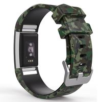 MoKo Fitbit Charge 2 Christmas Band, Soft Silicone Adjustable Replacement Sport Strap Band for Fitbit Charge 2 Heart Rate + Fitness Wristband, Wrist Length 5.70"-8.26", Ground Force Camouflage