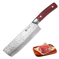 Nakiri Knife - PAUDIN Ultra Sharp Cleaver 7 Inch German HC Stainless Steel, Multipurpose Kitchen Knives for Meat & Vegetable with Pakkawood Handle, Hammered Pattern