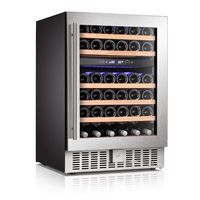 Antarctic Star Wine Cooler Beverage Refrigerator Fridge 46 Bottles 24" Dual Zone Built-in Freestanding with Stainless Steel & Triple-Layer Tempered Digital Temperature Memory Function Wood Shelves
