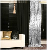 ShinyBeauty Glitter Silver 4FTx8FT Curtains Wedding Ceremony Backdrop 8ft Sequin Panels Sequin Curtain Backdrop-190321E