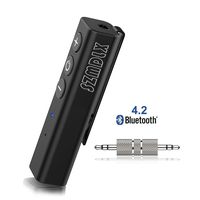 Bluetooth Receiver, SZMDLX Portable Wireless Audio Aux Adapter Bluetooth 4.2 Car Kits with Clip Design (A2DP, Built in Microphone for Home and Car Audio with 3.5mm Stereo Output)