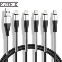 5 Pack iPhone Charger Cable 3ft, Certified Long iPhone Charging Cables 3 Foot, Durable Spring Protection Data Sync & Charging Cord for iPhone XS/XR/XsMAX/X/8/8 Plus/7/7 Plus, iPad (Black)