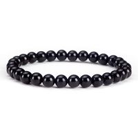 Cherry Tree Collection Gemstone Beaded Stretch Bracelet 6mm Round Beads | Large - 7.5" (Black Tourmaline)
