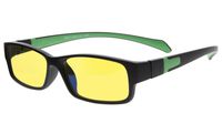 Eyekepper Yellow Tinted Lens 94% Blue Light Blocking Computer Glasses (Black/Green Arm +1.25)