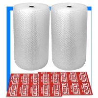2-Pack Bubble Cushioning Wrap Rolls, 3/16" x 12" x 72' ft Total, Perforated Every 12", 20 Fragile Stickers for Packaging, Shipping, Mailing