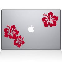 The Decal Guru Hibiscus Decal Vinyl Sticker, 11" MacBook Air, Red (1456-MAC-11A-DR)