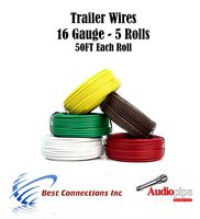 5 Way Trailer Wire Light Cable for Harness 50 FT Each Roll 16 Gauge 5 Colors