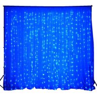 Efavormart 20 ft x 10 ft LED Lights Organza Backdrop Curtain Photography Background Organza Fabric Photo Studio Background - Blue