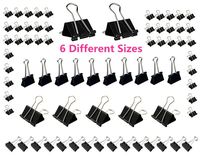 Distinct 8 Pcs Binder Clips Paper Clamp For Paper-Clips Paper Binder Assorted Sizes (Black)