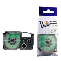 LM Tapes - Casio KL-100 12mm Black on Green Compatible Label Tape for Casio KL100 EZ Label Printer