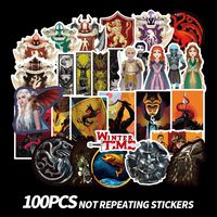 Game of Thrones Stickers Cartoon Laptop Stickers Vinyl Sticker Computer Car Skateboard Motorcycle Bicycle Luggage Guitar Bike Decal 100pcs Pack (Game of Thrones)