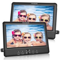 FANGOR 10.5 Dual DVD Player for Car Portable Headrest Video Players with 2 Mounting Brackets, 5 Hours Rechargeable Battery, Last Memory, USB/SD Card Reader, AV Out&in ( 1 Player + 1 Screen )