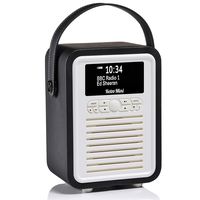 VQ | Retro Mini - Bluetooth Speaker and Digital Radio with FM & HD-FM, Dual Alarm Clock & Mains / Battery Powered - Black