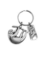Sloth Cute Hanging Sloth and Find Joy in the Journey Charms Keychain Key Ring Zipper Pull Bag Charm Sloth Gifts