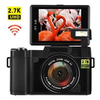 Digital Camera with WiFi 24.0 MP Vlogging Camera 2.7K Ultra HD 3.0 Inch Camera with Flip Screen Retractable Flashlight （Micro sd Card is not Included） (W1)
