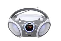 SINGING WOOD CD/CD-R/CD-RW Boombox Portable/w Bluetooth, USB, AM/FM Radio, AUX-Input, Headset Jack, Foldable Carrying Handle and LED Light (Space Grey)