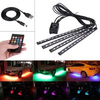 Hlyjoon LED Foot Atmosphere Lights RGB Car Silica Gel Auto Interior Strip Light 5V 4X 12SMD Multi Color Flexible Glow Lamp Kit with Wireless IR Remote Controlfor Vehicles Universal
