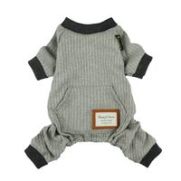Fitwarm Lightweight Knitted Comfy Pet Clothes for Dog Pajamas PJS Coat Jumpsuit Grey Chihuahua Pomeranian Small