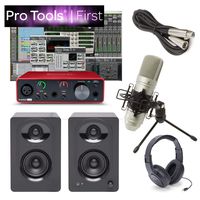 Focusrite Solo Home Recording Studio Bundle Speakers Mic Pro Tools First & More
