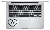 Laptop MacBook Decal - Jesus Heart Cross Religious Apple Funny Decal - Matte Black Skins Stickers