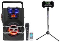 Technical Pro WASP420 Bluetooth Karaoke Machine System w/LED's+Mic+Tablet Stand