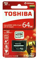 TOSHIBA Micro SD Card Memory Card 64GB 64G EXCERIA M302 with Adapter microSDXC UHS-I U3 Card Class 10 microSD for 4K Video Recording Read 90MB/s (THN-M302R0640A2)