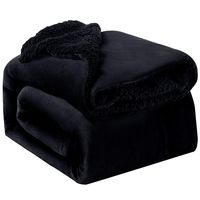 Bedsure Sherpa Fleece Blanket Twin Size Black Plush Throw Blanket Fuzzy Soft Blanket Microfiber