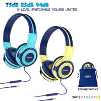 2 Pack of Foldable Kids Headphone with Hearing Protection, Kids Friendly Headphone Volume Limited, Children Headphones for Girls,Boys,On-Ear Kids Headphones for School,Travel(Mint,Yellow)