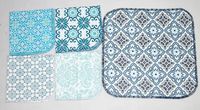 1 Ply Moroccan Tile Flannel Washable Lunchbox Napkins 12x12 inches 5 Pack - Little Wipes (R) Flannel