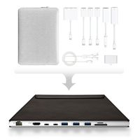 DockCase Ultimate Docking Station and Leather Sleeve Case Bag for MacBook Pro 13" Made from October 2016 or Later with HDMI, USB-C, USB3.0, SD and MicroSD Multi Ports - Brown