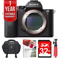 Sony ILCE-7RM2/B Alpha a7R II Mirrorless 42MP 4K Digital Camera Bundle with 1 Year Extended Warranty, 32GB Memory Card, Tripod, Paint Shop Pro 2018 and Camera Bag with Accessories (8 Items)