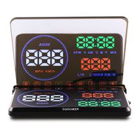 COOCHEER Head Up Display, Car HUD with OBD2,Interface Plug Display Speed, RPM, Temperature, Fuel Consumption, Driving Distance Measurement,Various Alarm