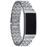 Viqiv Jewelry Bands Compatible for Fitbit Charge 3 Band Fitness Smart Watch, Bling Crystal Diamond Rhinestone Metal Wristband Strap Bracelet for Women Men Silver
