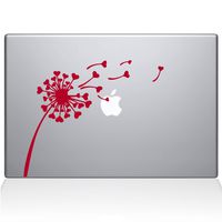The Decal Guru 2045-MAC-13X-DR Dandelion Hearts Decal Vinyl Sticker, Red, 13" MacBook Pro (2016 & Newer)