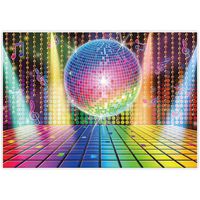 Allenjoy 7x5ft 70s Theme Party Decorations Disco Backdrop Banner 70's Photo Booth Backdrop Wall Decorating for Let's Glow in The Dark Adult Neon Disco Birthday Supplies 80s 90s Background Prom Favors
