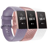 adepoy Compatible with Fitbit Charge 3 Bands for Women Men Large Small, Adjustable Replacement Wristbands for Fitbit Charge 3 and Fitbit Charge 3 SE, 3 Pack, Lavender, Rosegold, White, Small