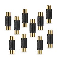 Extractme 10 Pack RCA Coupler Audio Video RCA Female to Female Adapter Gold