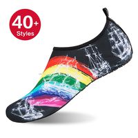 Womens and Mens Kids Water Shoes Barefoot Quick-Dry Aqua Socks for Beach Swim Surf Yoga Exercise (Rainbow, L)