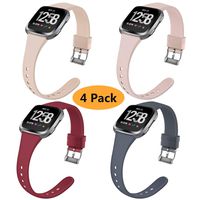 Coperr 4 Packs Bands Compatible with Fitbit Versa/Fitbit Versa 2/Fitbit Versa Lite for Women Men, Narrow Slim Soft Silicone Replacement Wristband for Fitbit Versa Smart Watch with Buckle Design