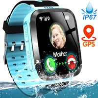 Kids Smart Phone Watch IP67 Waterproof GPS Tracker Watch for 3-12 Year Girls Boys Two-Way Call SOS Micro Chat Camera Games Swim Camp Activity Tracker Electronic Learning Toy Christmas Birthday Gifts