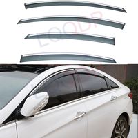 LQQDP 4pcs Smoke Tint With Chrome Trim Outside Mount Tape On/Clip On Style PVC Sun Rain Guard Vent Shade Window Visors Fit 11-14 Hyundai Sonata i45 YF 15 Hybrid