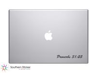 Proverbs 31:25 Text Bible Verse Vinyl Car Sticker Silhouette Keypad Track Pad Decal Laptop Skin Ipad Macbook Window Truck Motorcycle
