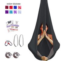 Aerial Yoga Hammock - Premium Aerial Silk Yoga Swing for Antigravity Yoga, Inversion Exercises, Improved Flexibility & Core Strength - Extension Straps, Carabiners and Pose Guide Included (Black)